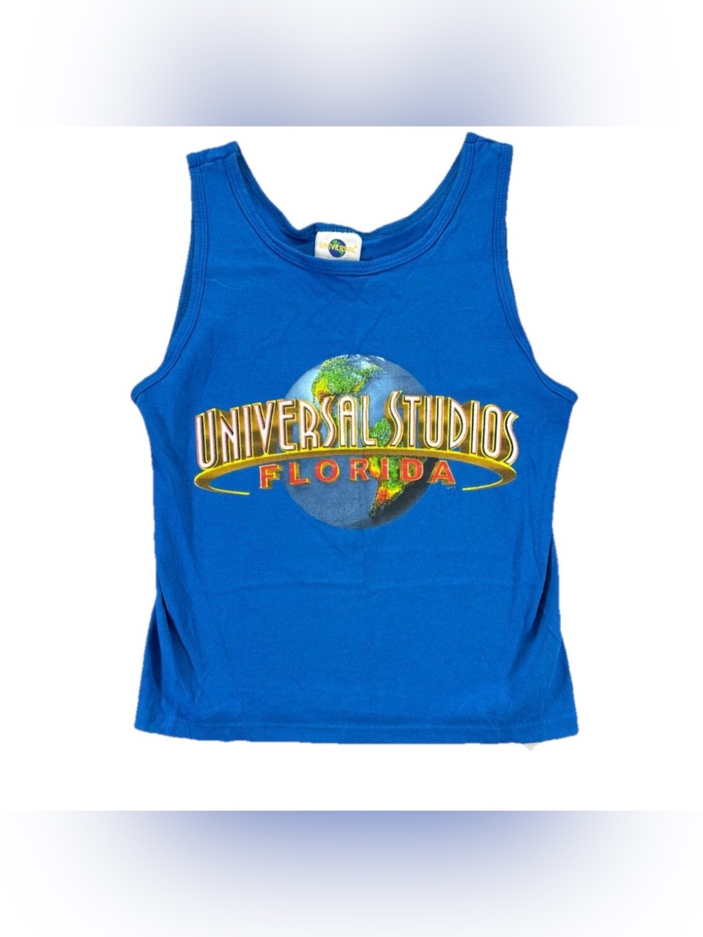 Vintage Universal Studios Florida Tank Top Women's Small Blue Globe Vacation 3D